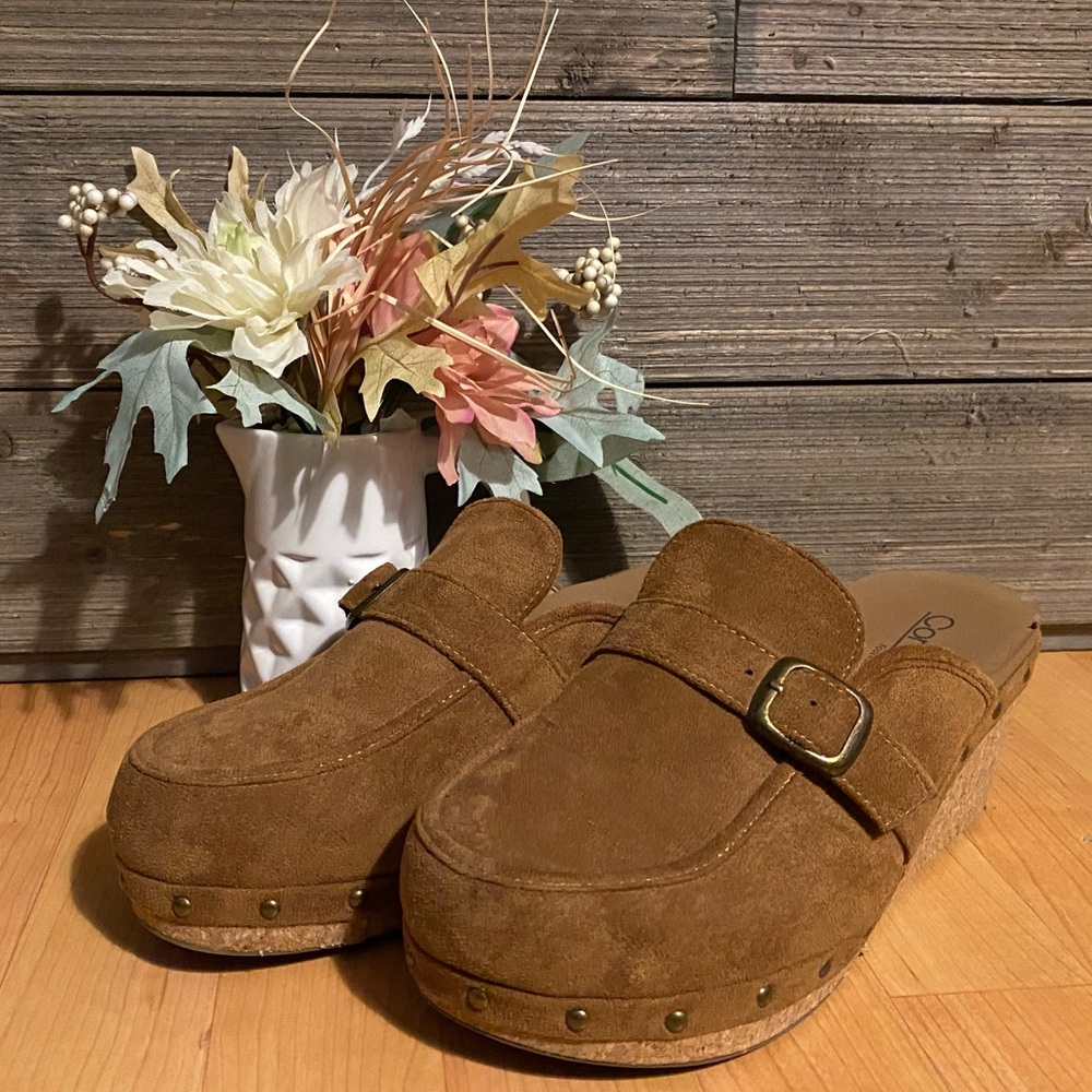 Corky’s Brown Suede Clogs with Buckle - Size 10